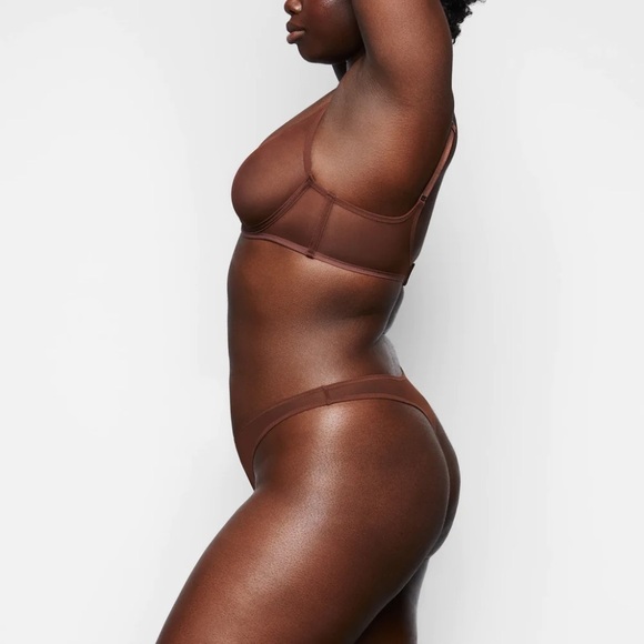 Skims 36A ULTRA FINE MESH UNDERWIRE SCOOP BRA Mahogany Brown NWT - Picture 5 of 6